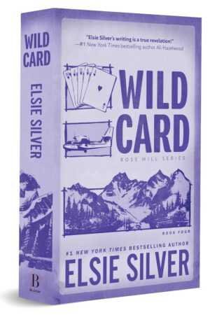A 3D-rendered image of Wild Card (Deluxe Edition) by Elsie Silver, Rose Hill Series Book 4, with a purple cover featuring playing cards, a small plane, barn, and mountains. A bestselling viral BookTok recommendation.