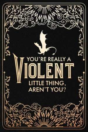 The Official Fourth Wing Journal: Violent Little Thing Edition by Rebecca Yarros features a black and gold dragon design, ornate floral and cloud details, and bold text: "You're really a violent little thing, aren't you?.