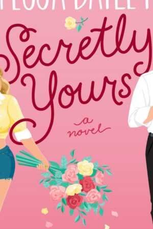 Illustration of a woman in yellow and denim, smiling at a man in a white shirt and tie, on a pink background featuring “Secretly Yours by Tessa Bailey (Vine Mess, 1 of 2)”—a must-read for fans of viral book recommendations and contemporary fiction.