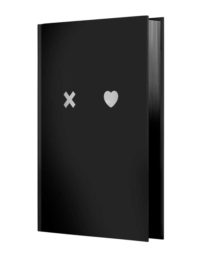 A black hardcover of "Lights Out (Collector's Edition) by Navessa Allen" with a silver X and heart on the cover stands slightly open, evoking Trending BookTok Books and Viral Book Recommendations.