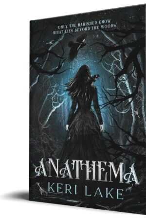 Book cover for Anathema by Keri Lake (The Eating Woods, 1 of 2): A woman in a black dress stands in a shadowy forest with tangled branches as a raven soars above. This contemporary fiction is highly recommended among trending BookTok books.
