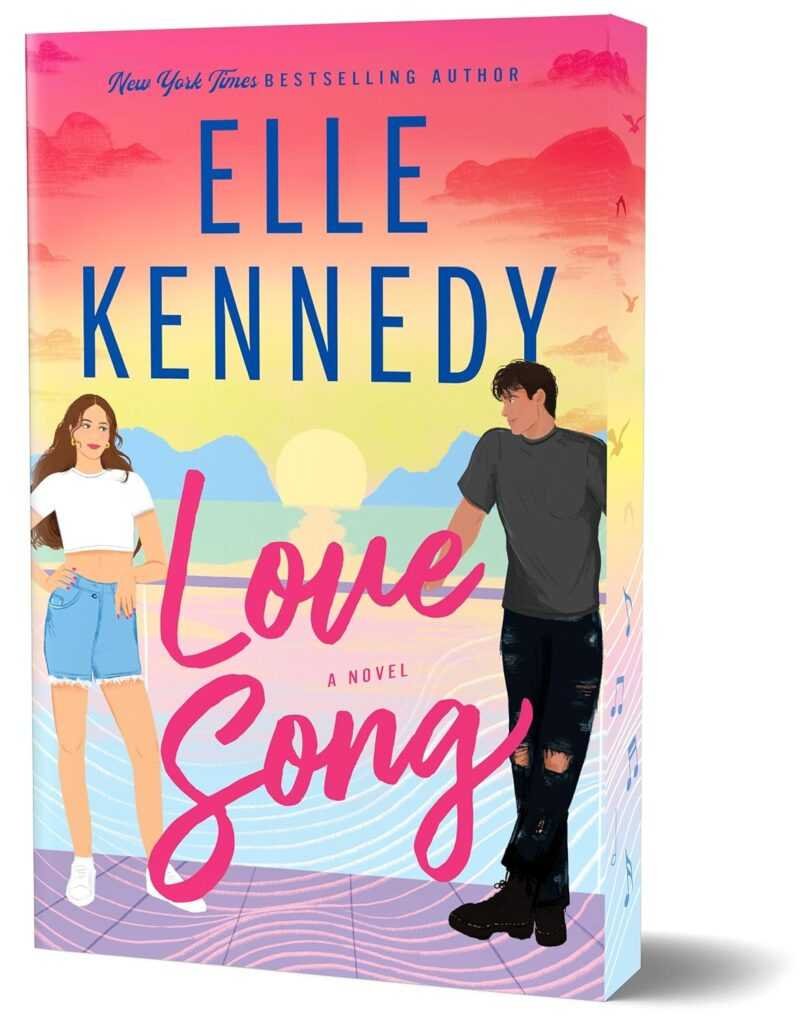 Love Song (Deluxe Edition) By Elle (Paperback): Illustrated cover shows a young woman in a white top and denim skirt with a young man in a dark shirt and ripped jeans, standing before a vibrant sunset.